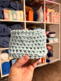 Crocheted Small Basket with Wooden Base